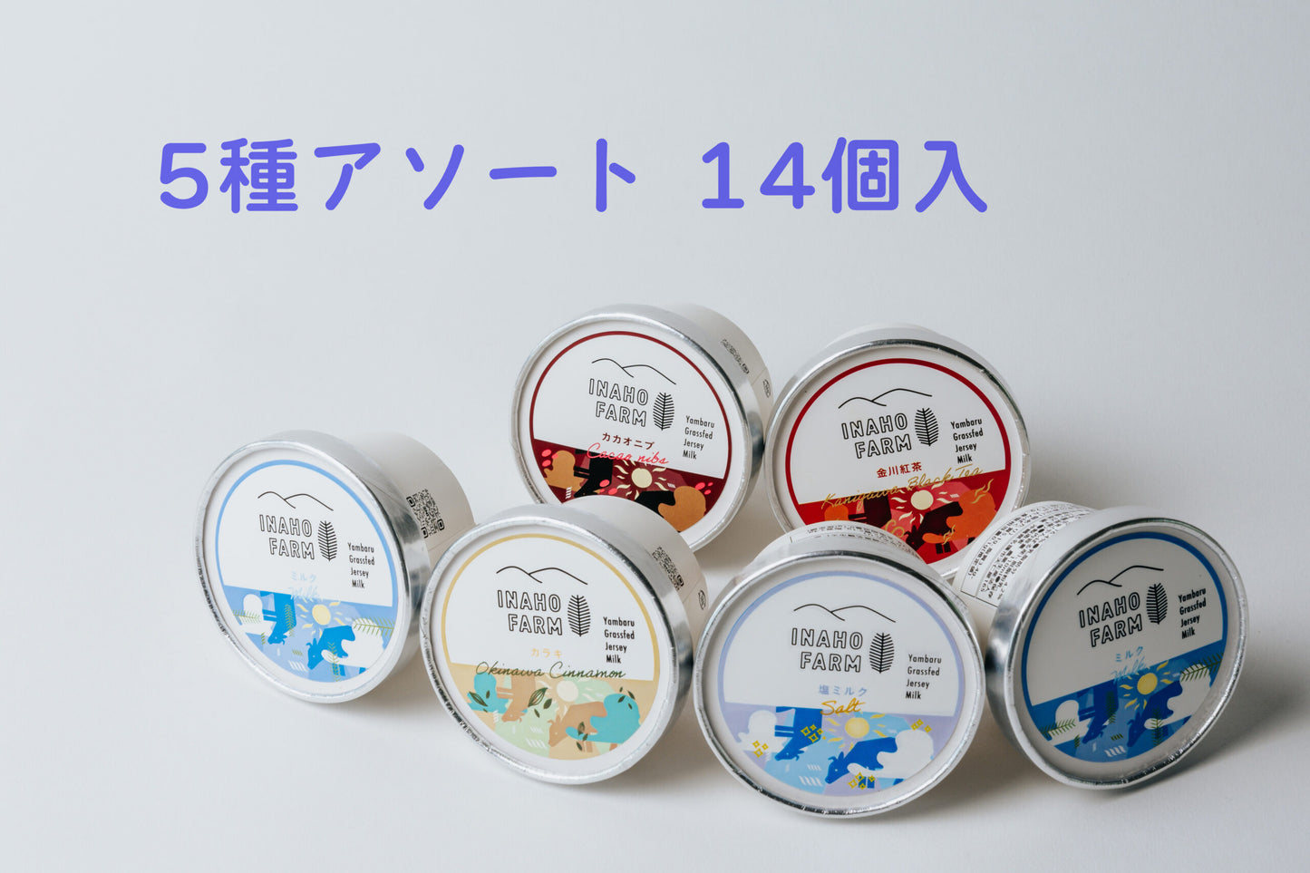 ジャージー牛乳無添加島アイスクリーム 5種アソート14個入り